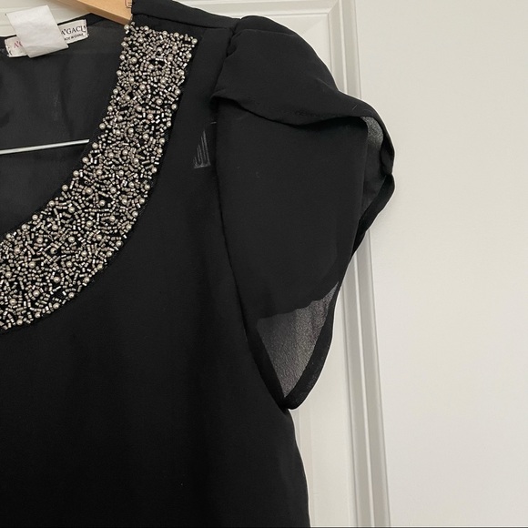Agaçi Black top with embellished collar - Picture 3 of 6